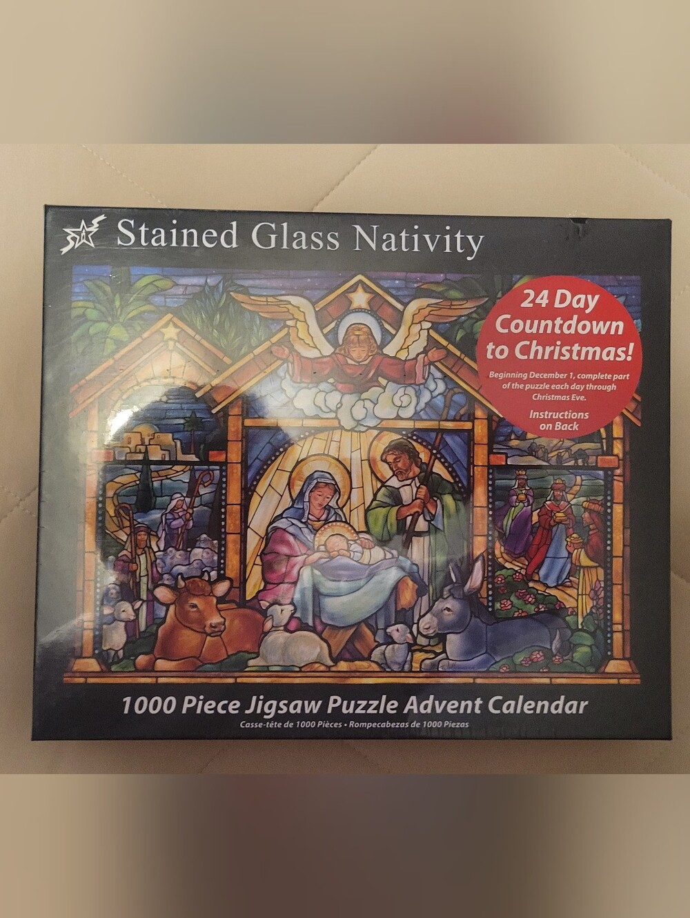 Stained Glass Nativity 1000-Piece Jigsaw Puzzle Advent Calendar